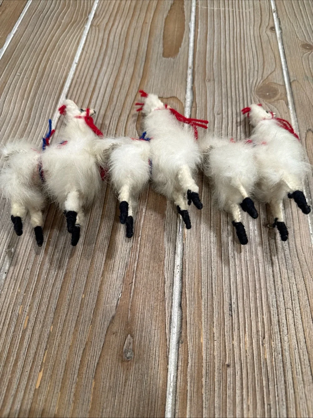 Vintage Handcrafted Real Alpaca Fur Llama and Sheep Ram Figurine Lot of 5